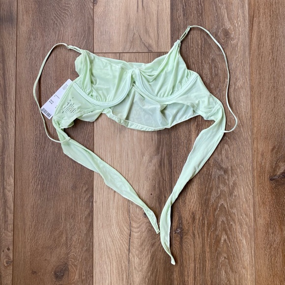 NWT! Mint Green Cowl Neck Top with Tie - Picture 3 of 5